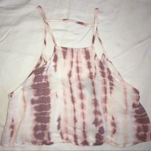 Tie Dyed Pink Flowy Cropped Tank Top